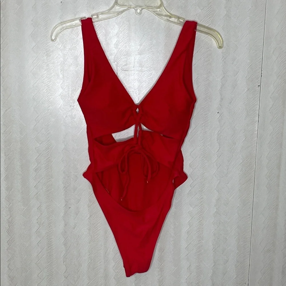 🆕 RED One Piece Bathing Suit Size S